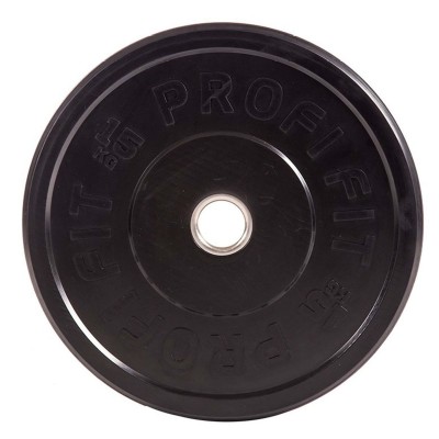 Диск для штанги каучуковый, черный PROFI-FIT D-51, 15 кг