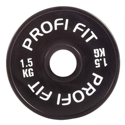 Диск для штанги каучуковый, черный PROFI-FIT D-51, 1,5 кг