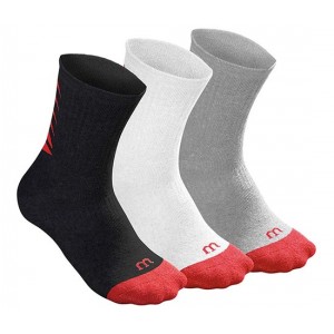 Носки спортивные Wilson Youth UW2 Script Tech Tee Sock 3 пары в упаковке (белый/чёрный/серый) 