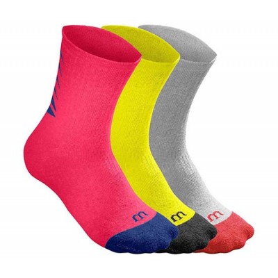 Носки спортивные Wilson Youth Seasonal Crew Sock 3 пары в упаковке (красный/жёлтый/серый) размер 35-