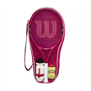 Набор для тенниса Wilson Burn Pink 25 Starter Set (ракетка, 2 оранж. мяча, бутылка)  (WRT219000)